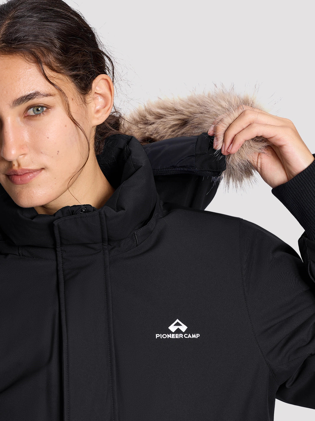 Women's Waterproof 700 Fill Power Down Parka with Removable Faux Fur Hood PIONEER CAMP