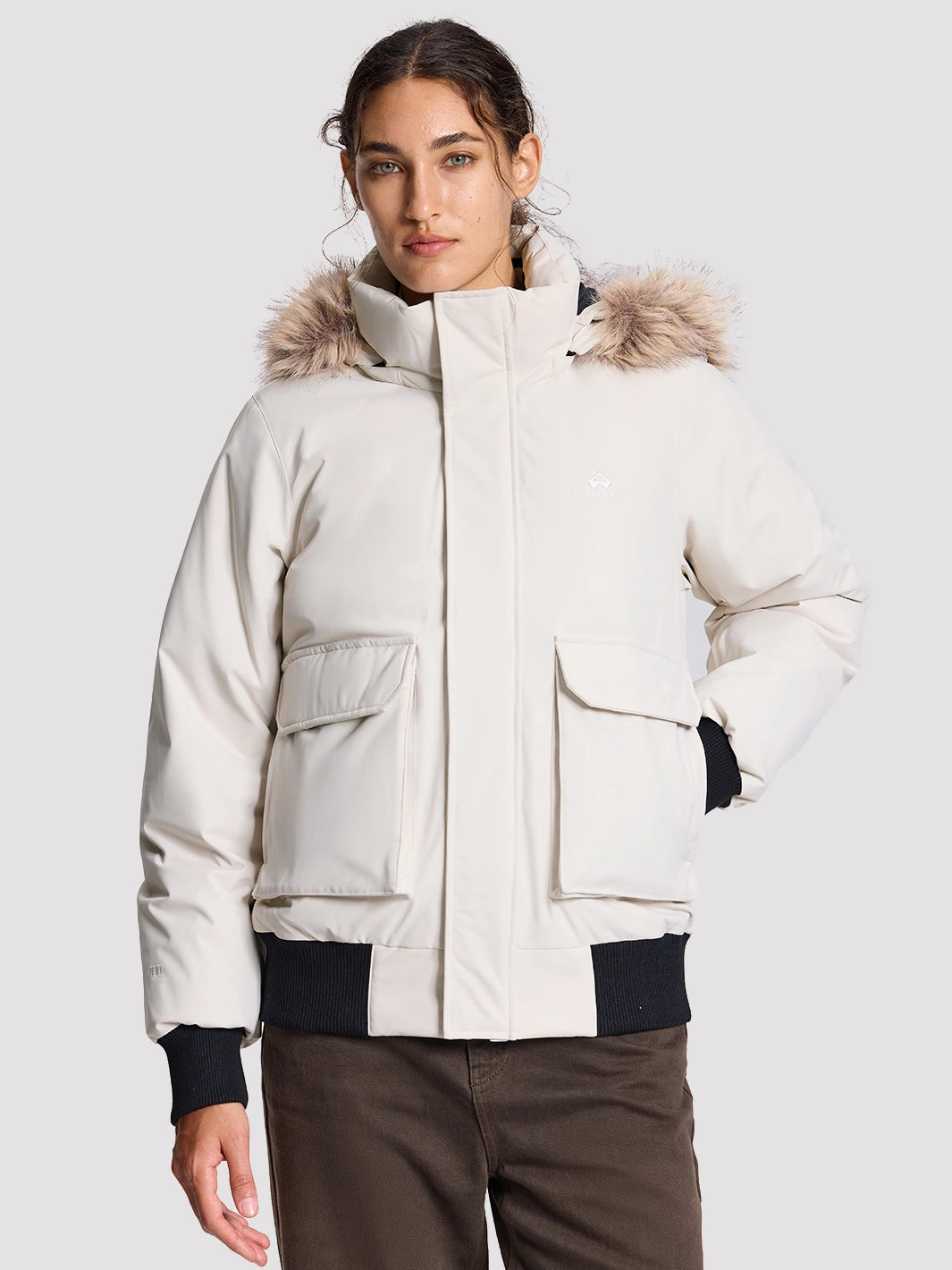 Women's Waterproof 700 Fill Power Down Parka with Removable Faux Fur Hood PIONEER CAMP