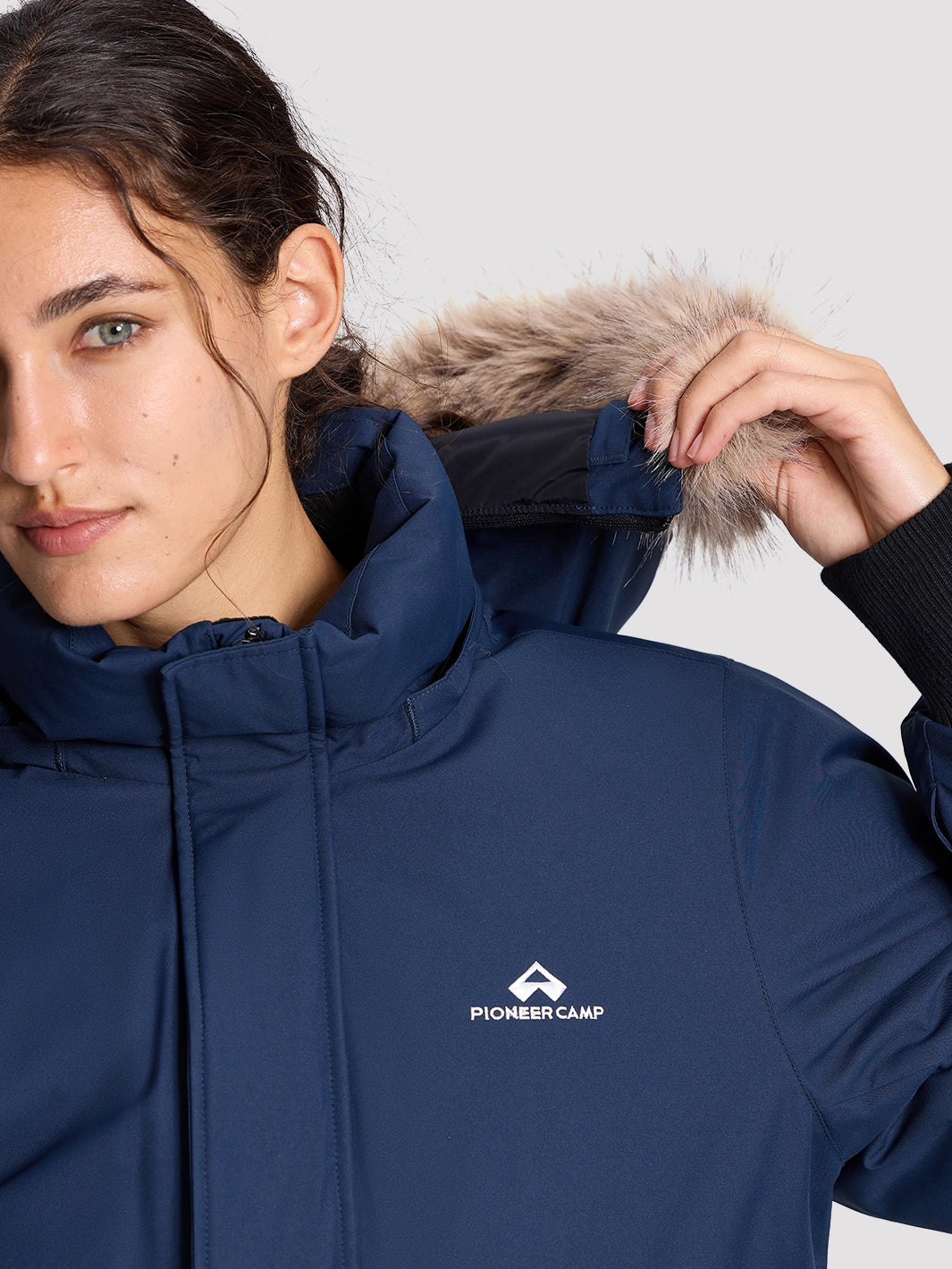 Women's Waterproof 700 Fill Power Down Parka with Removable Faux Fur Hood PIONEER CAMP