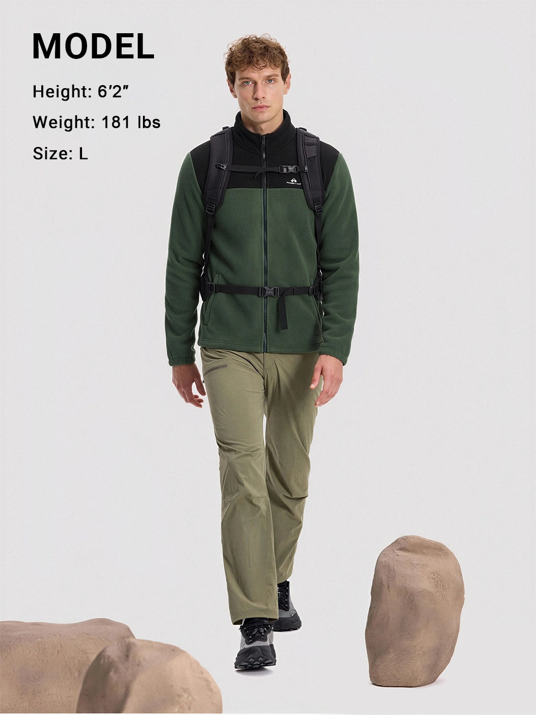 Men's Double-Layer Full-Zip Fleece Jacket PIONEER CAMP