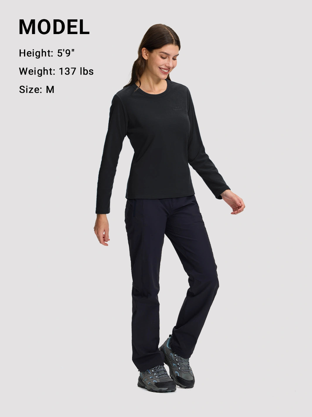 Women's 200g Polar Fleece Crew Neck Long Sleeve Top