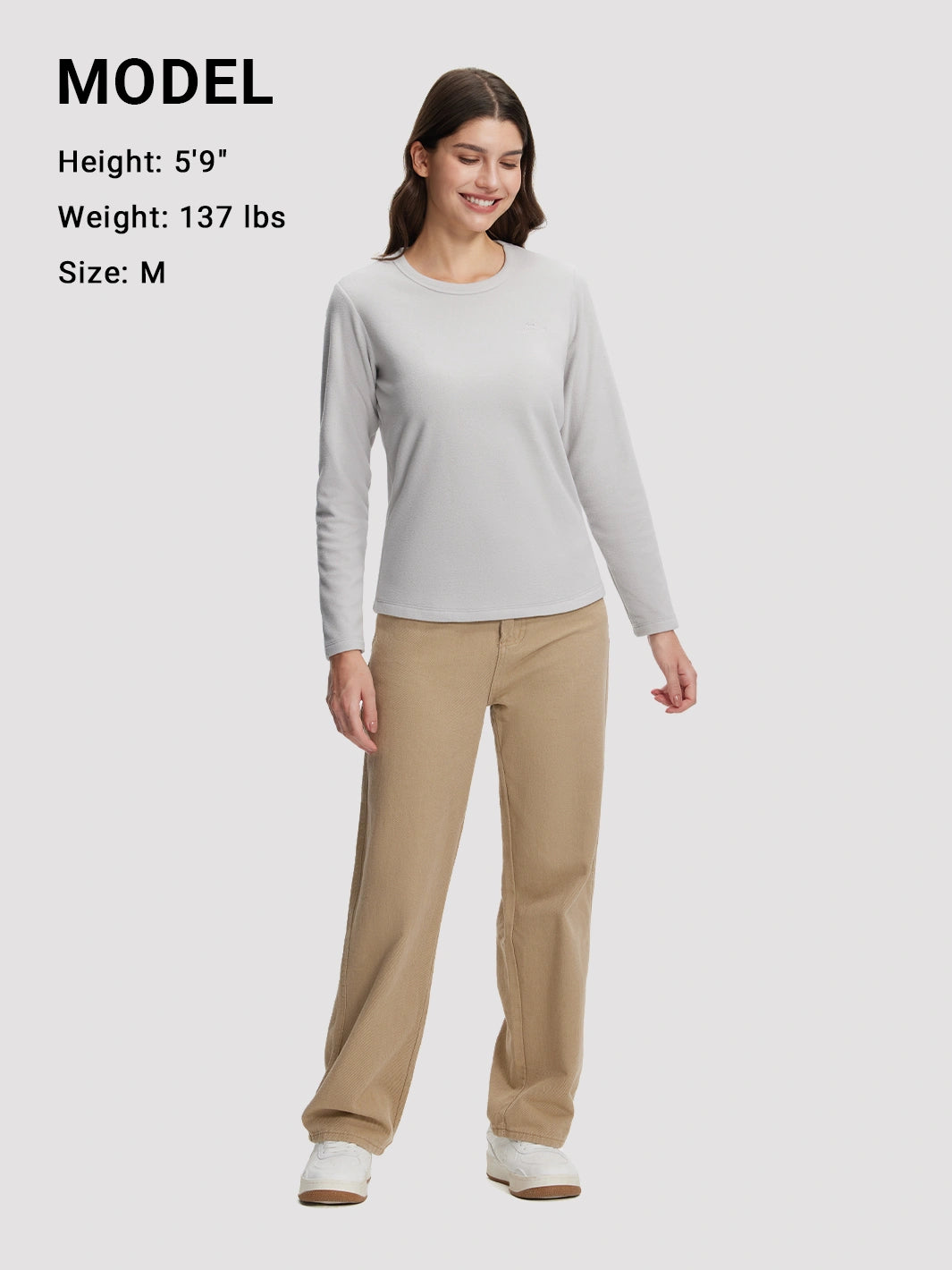 Women's 200g Polar Fleece Crew Neck Long Sleeve Top