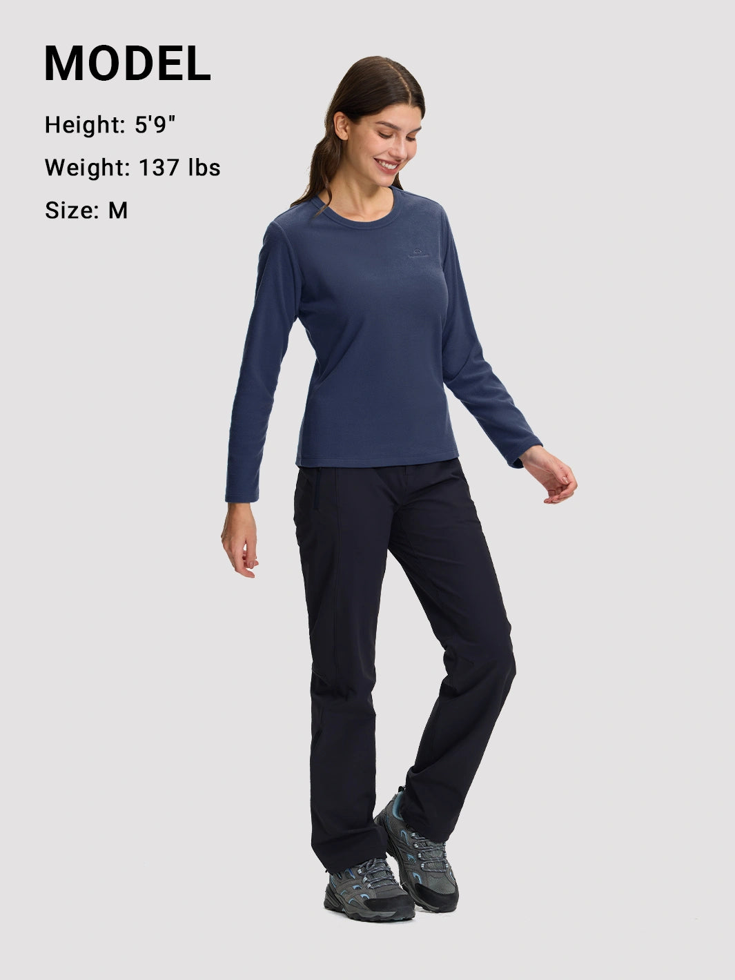 Women's 200g Polar Fleece Crew Neck Long Sleeve Top