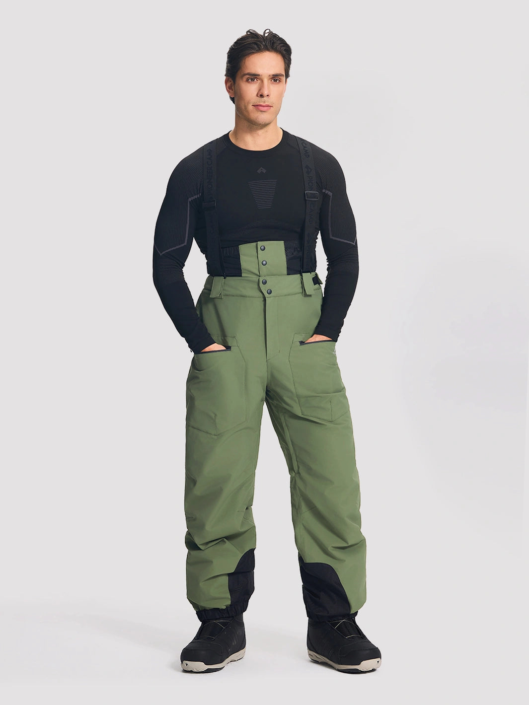 Men's 20K Waterproof 3-Layer Baggy Ski Bibs with Suspenders
