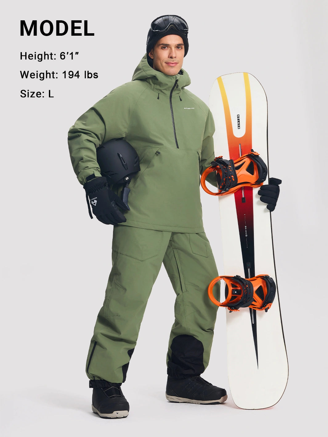 Men's 20K Waterproof 3-Layer Baggy Ski Bibs with Suspenders