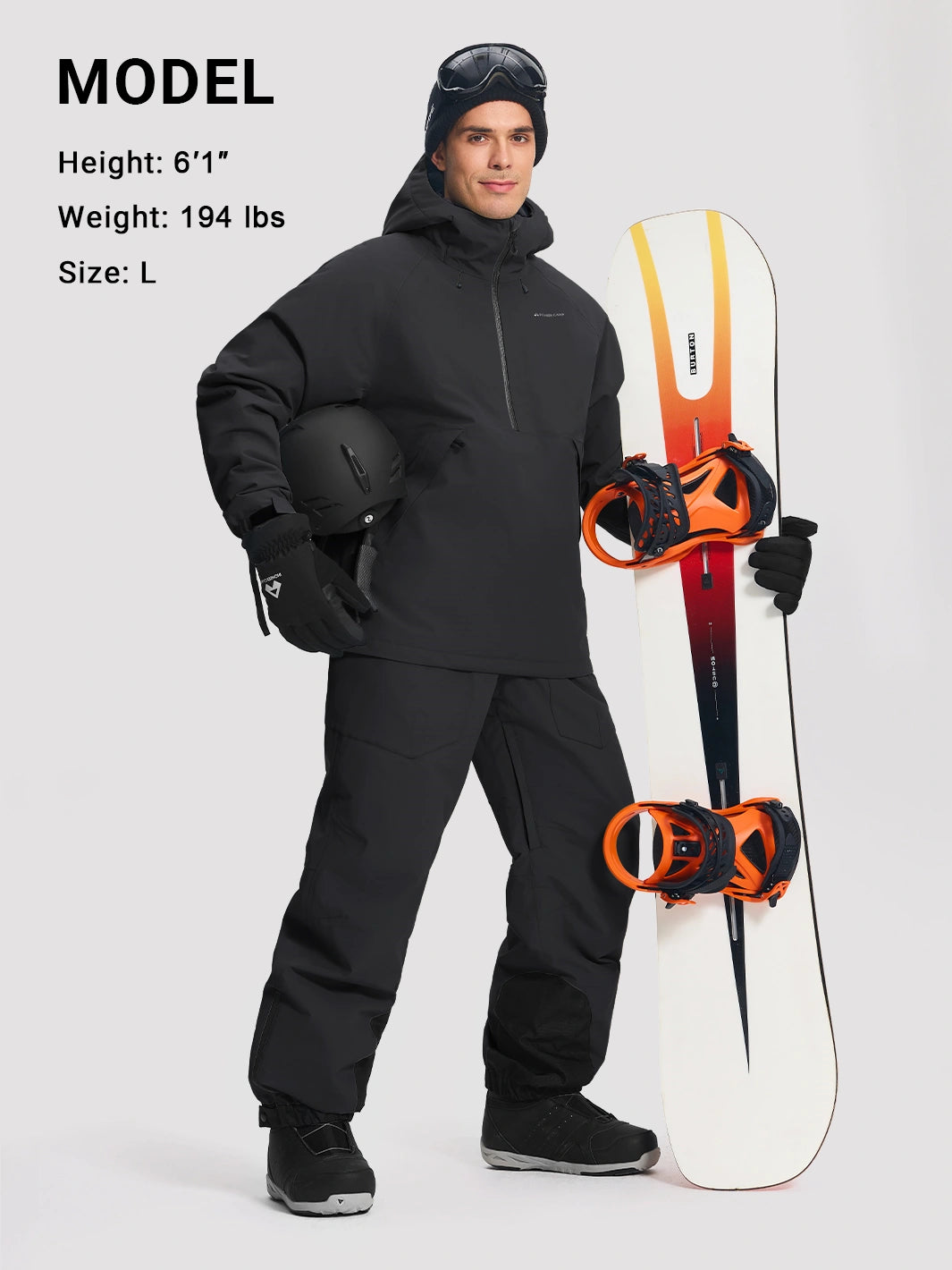 Men's 20K Waterproof 3-Layer Baggy Ski Bibs with Suspenders