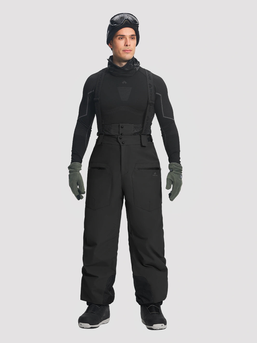 Men's 20K Waterproof 3-Layer Baggy Ski Bibs with Suspenders