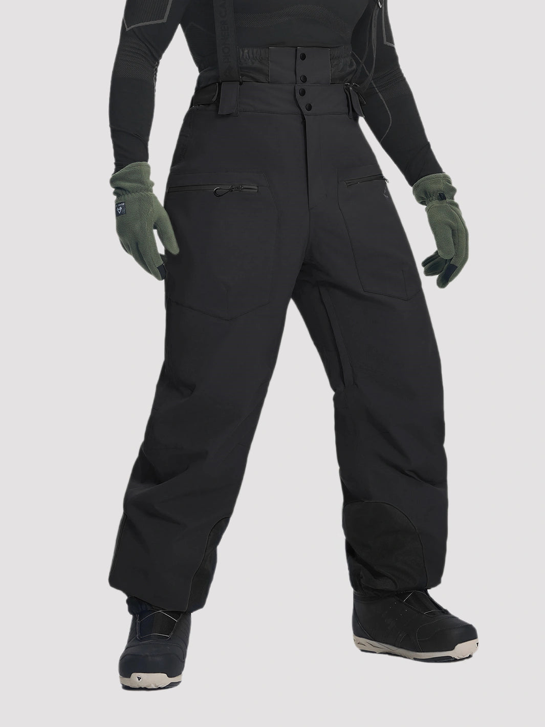 Men's 20K Waterproof 3-Layer Baggy Ski Bibs with Suspenders