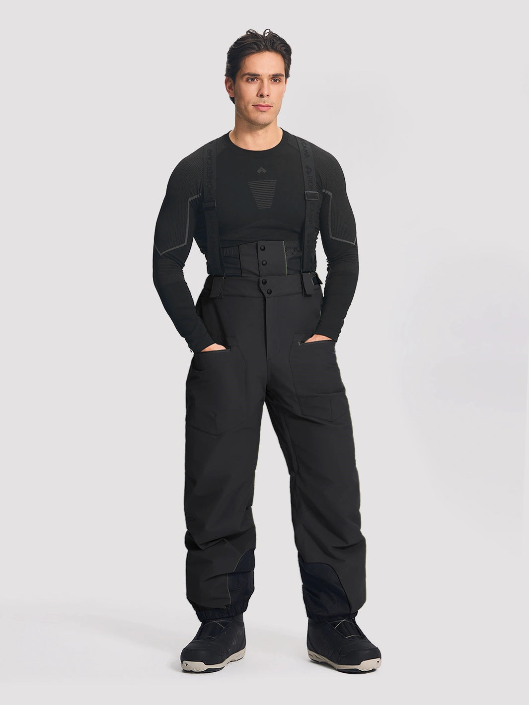 Men's 20K Waterproof 3-Layer Baggy Ski Bibs with Suspenders