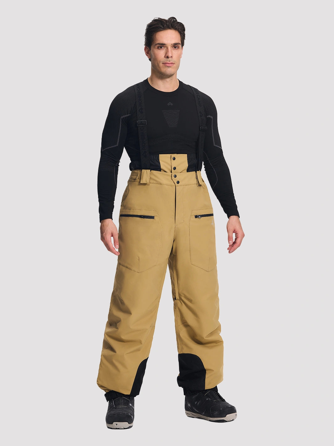 Men's 20K Waterproof 3-Layer Baggy Ski Bibs with Suspenders