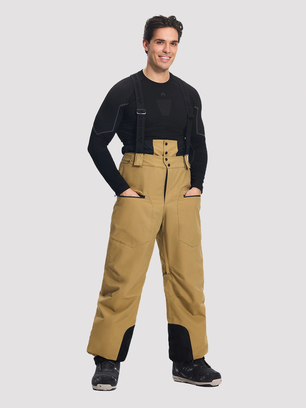 Men's 20K Waterproof 3-Layer Baggy Ski Bibs with Suspenders