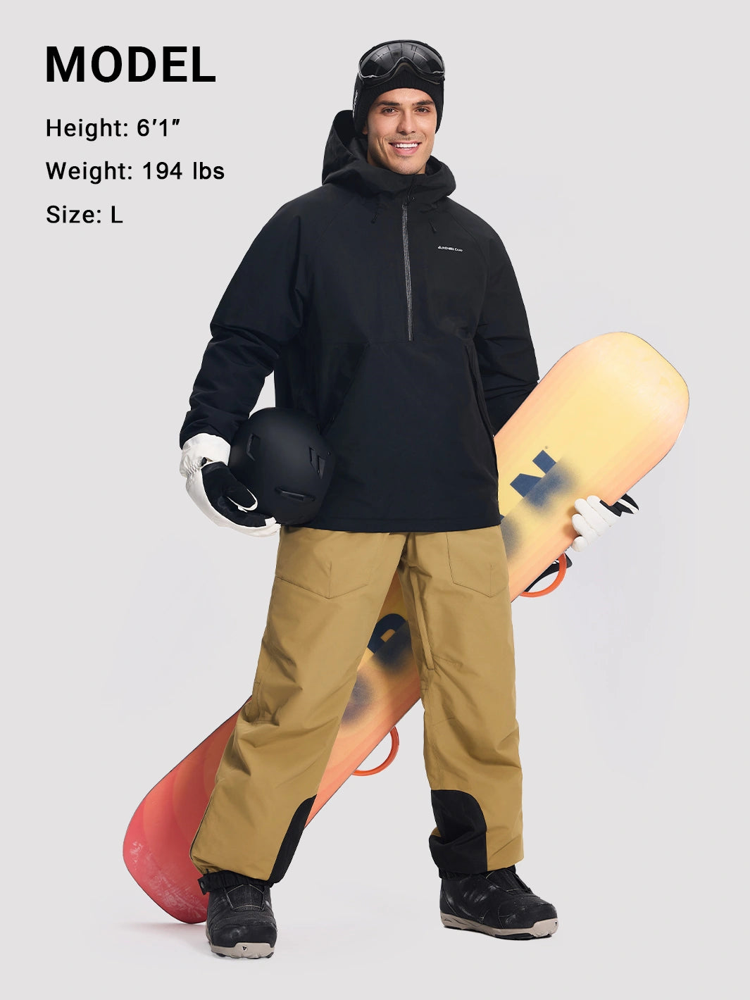 Men's 20K Waterproof 3-Layer Baggy Ski Bibs with Suspenders