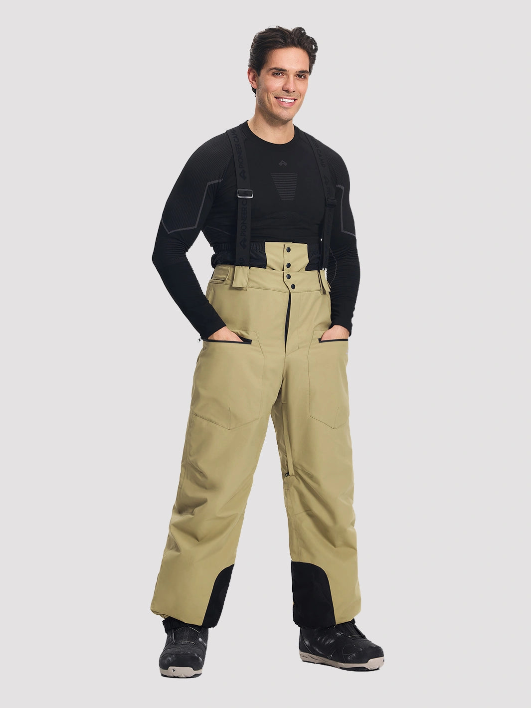 Men's 20K Waterproof 3-Layer Baggy Ski Bibs with Suspenders