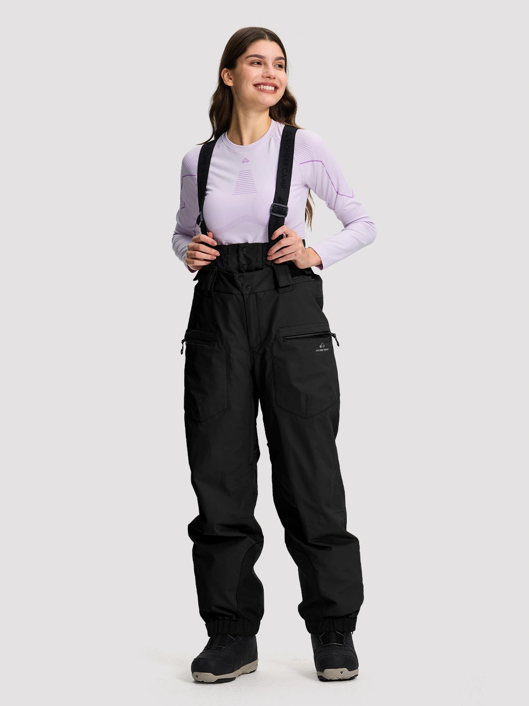 Women's 15K Waterproof Insulated Ski Bibs with Suspenders