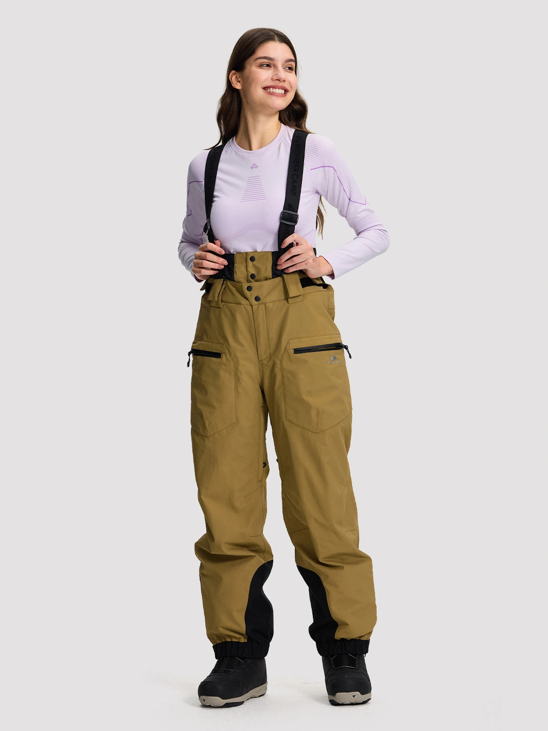 Women's 15K Waterproof Insulated Ski Bibs with Suspenders