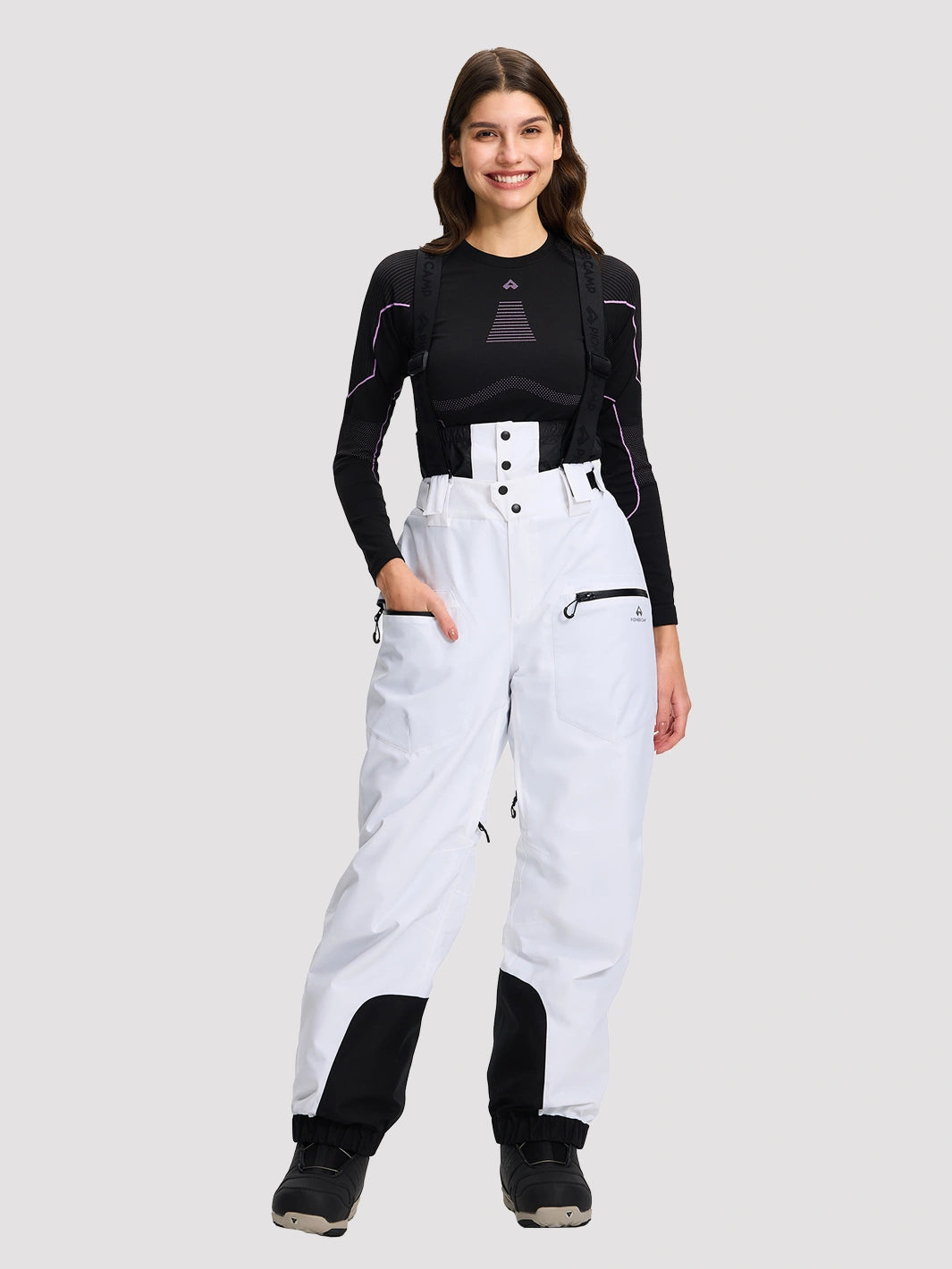 Women's 15K Waterproof Insulated Ski Bibs with Suspenders