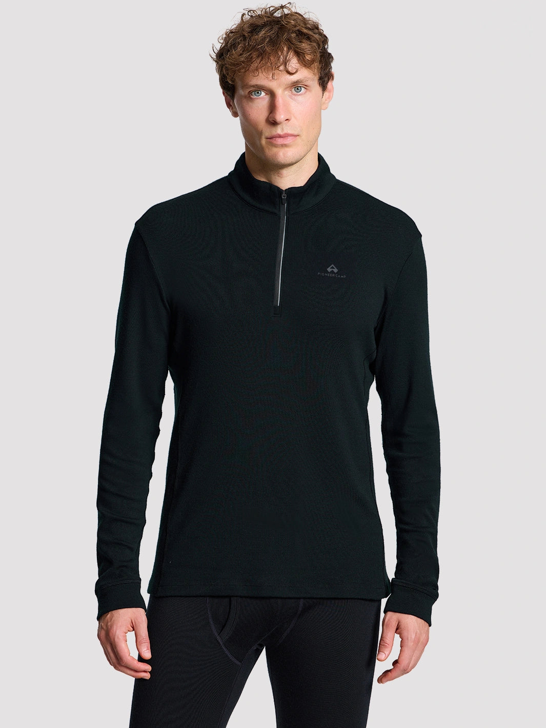 Men's 250 GSM Merino Wool Half-Zip Mock Neck Top PIONEER CAMP