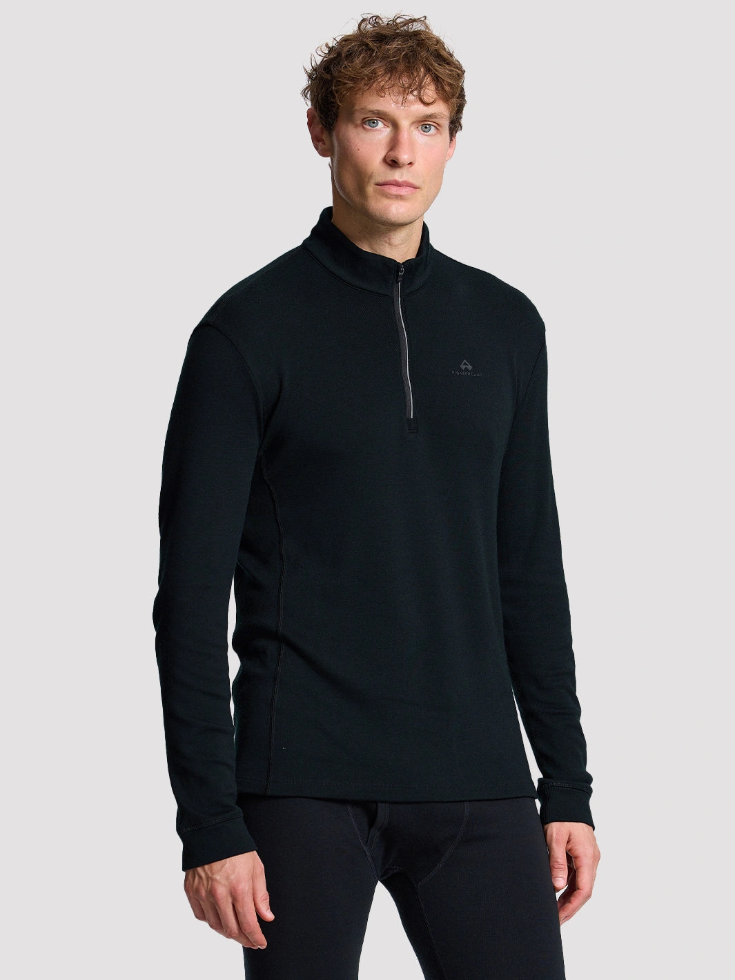 Men's 250 GSM Merino Wool Half-Zip Mock Neck Top PIONEER CAMP