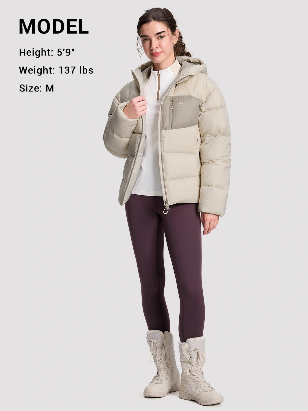 Women's Loose-Fit Cropped Color-Block Puffer Jacket PIONEER CAMP