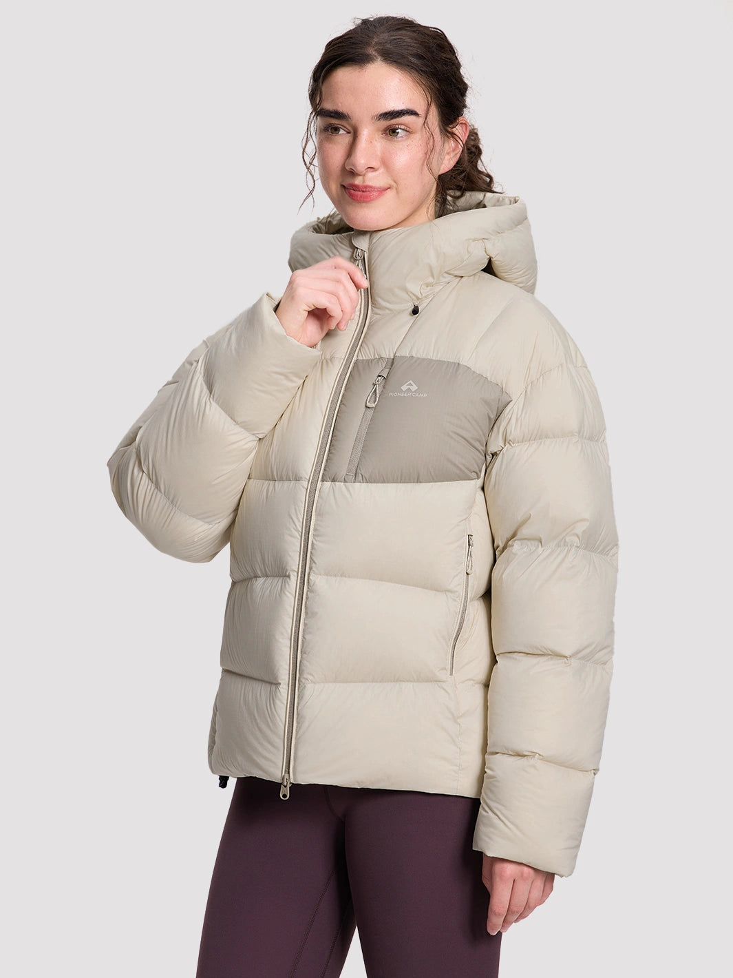 Women's Loose-Fit Cropped Color-Block Puffer Jacket PIONEER CAMP