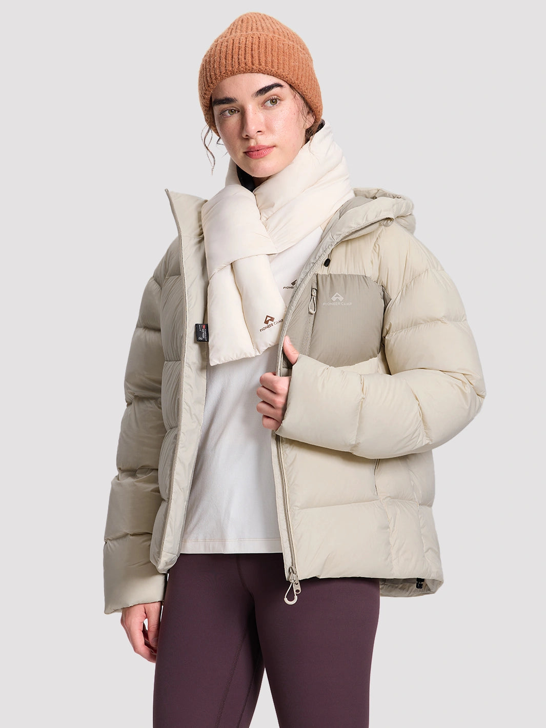 Women's Loose-Fit Cropped Color-Block Puffer Jacket PIONEER CAMP