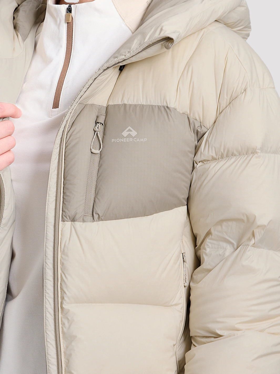 Women's Loose-Fit Cropped Color-Block Puffer Jacket PIONEER CAMP