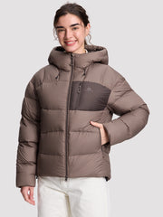 Women's Loose-Fit Cropped Color-Block Puffer Jacket PIONEER CAMP