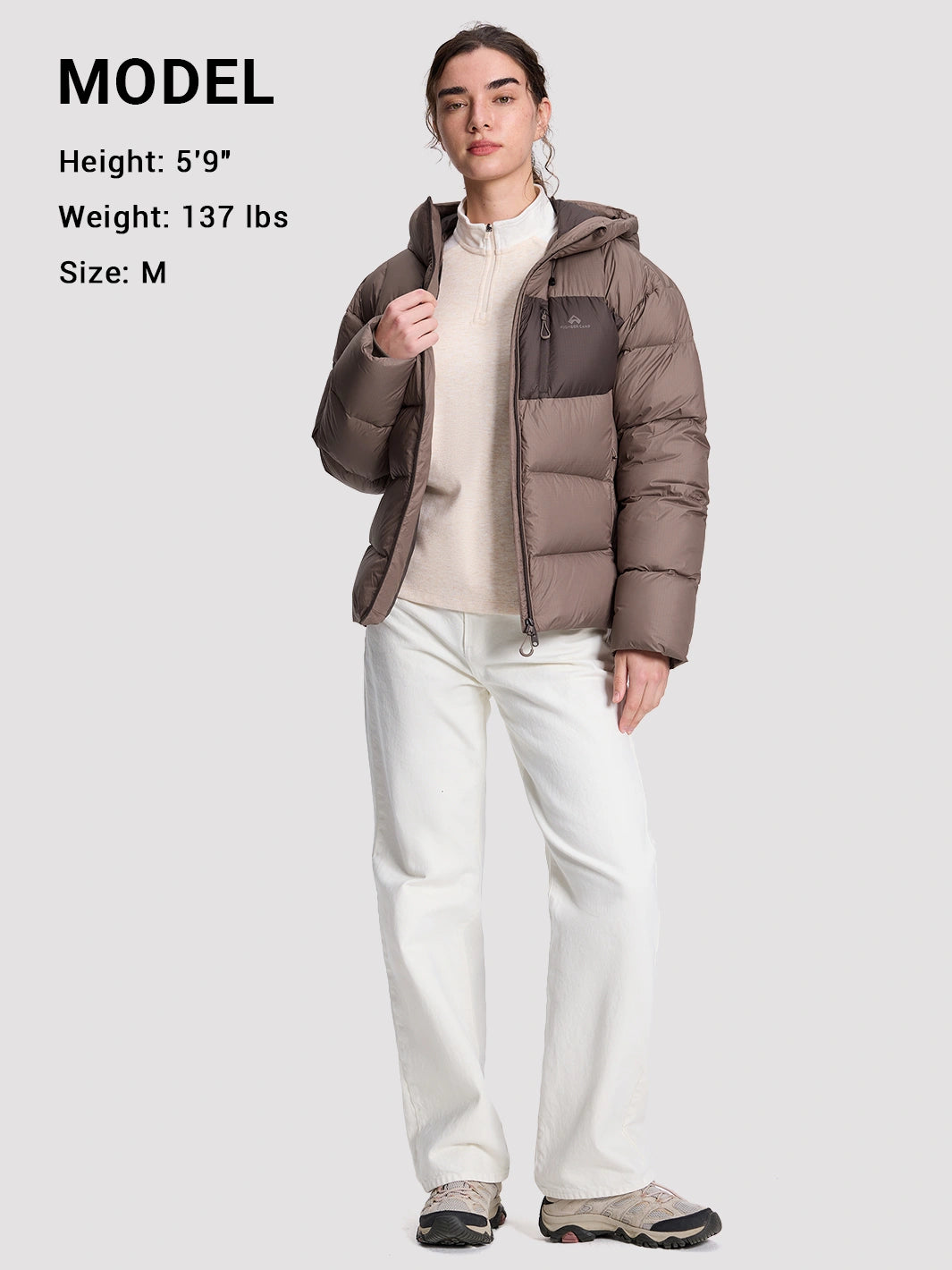 Women's Loose-Fit Cropped Color-Block Puffer Jacket PIONEER CAMP