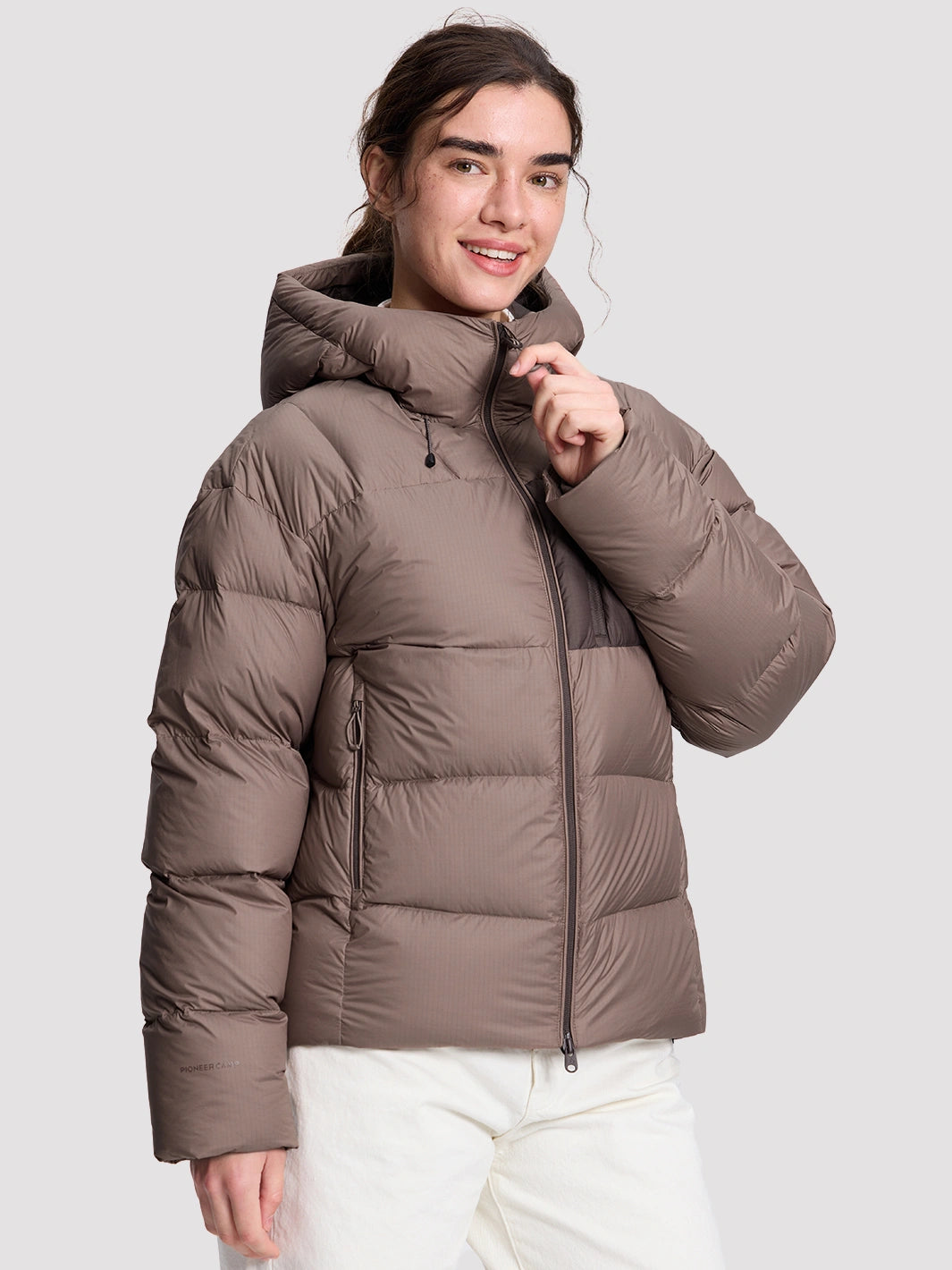 Women's Loose-Fit Cropped Color-Block Puffer Jacket PIONEER CAMP