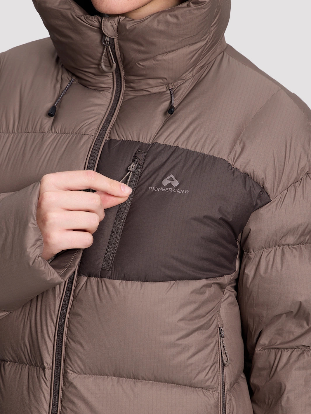 Women's Loose-Fit Cropped Color-Block Puffer Jacket PIONEER CAMP
