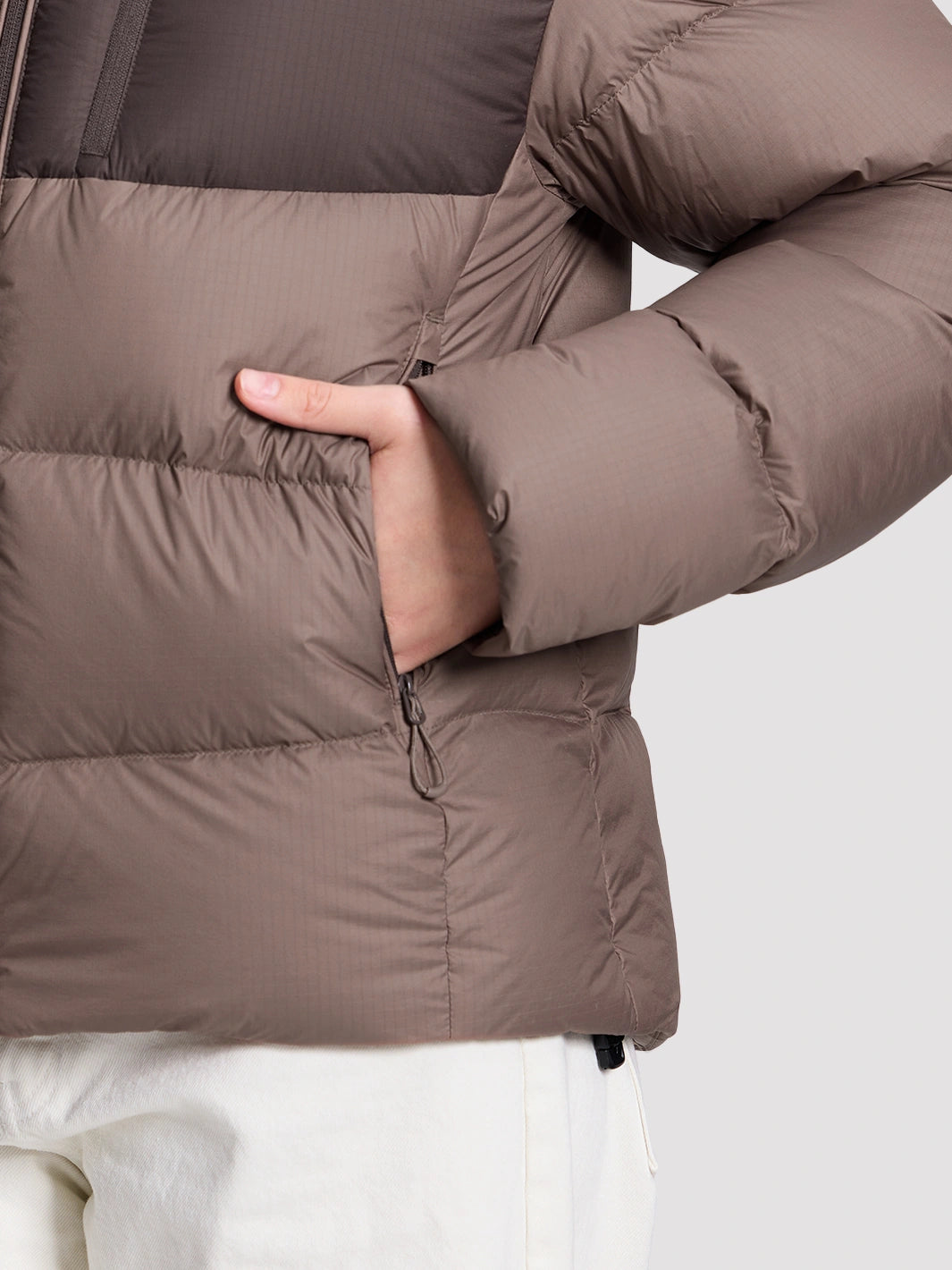 Women's Loose-Fit Cropped Color-Block Down Jacket PIONEER CAMP