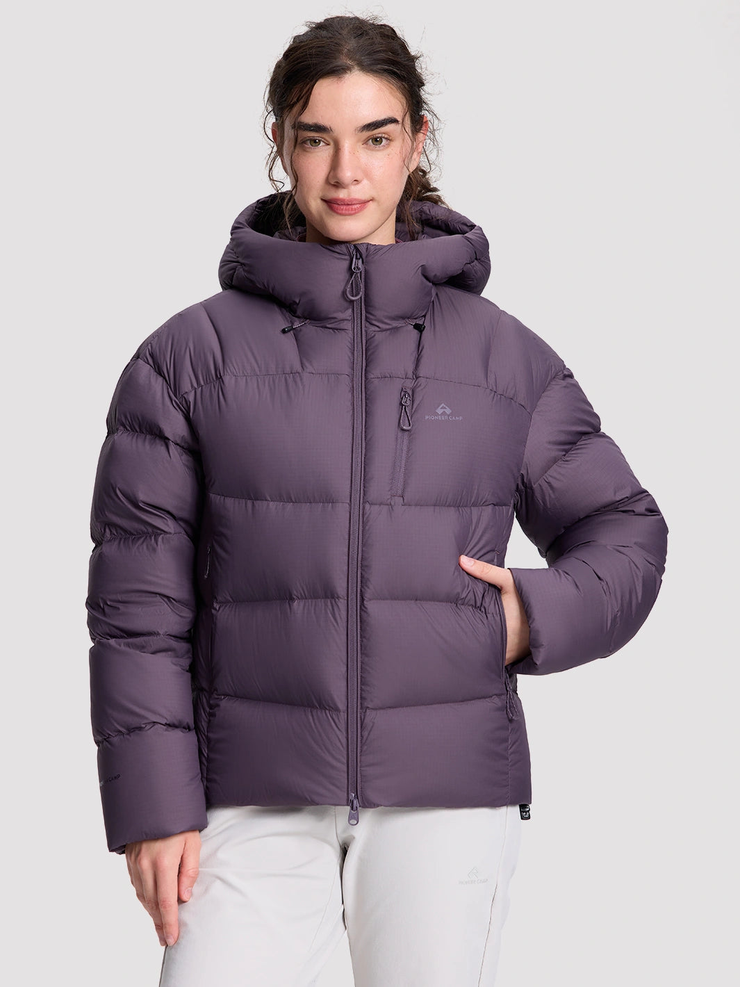 Women's Loose-Fit Cropped Color-Block Puffer Jacket PIONEER CAMP
