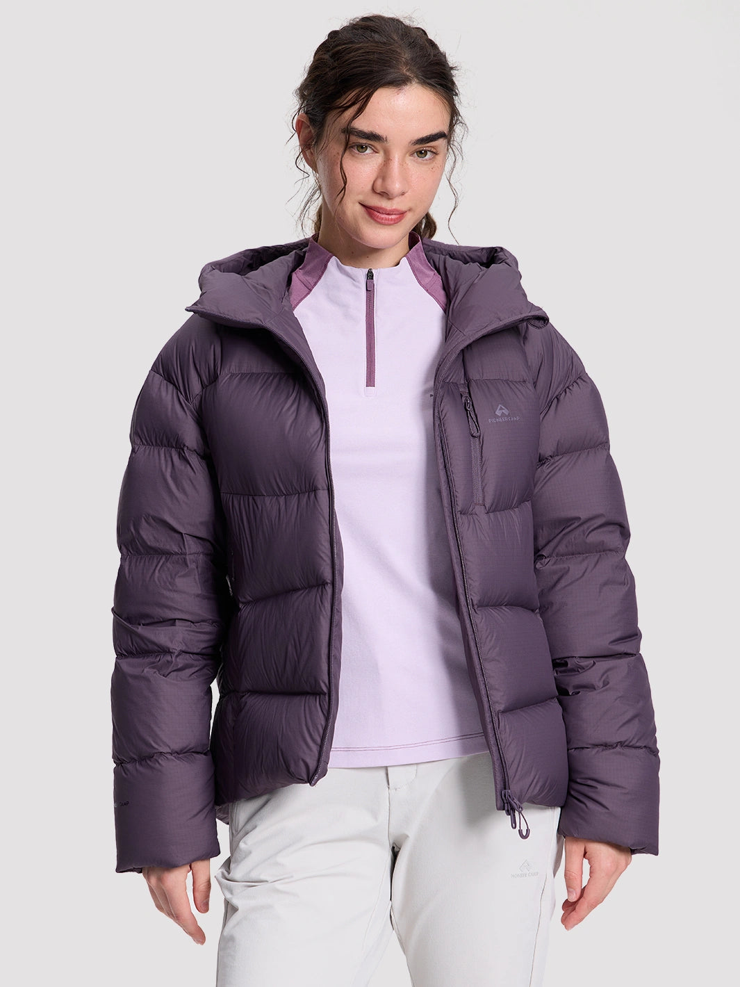 Women's Loose-Fit Cropped Color-Block Puffer Jacket PIONEER CAMP