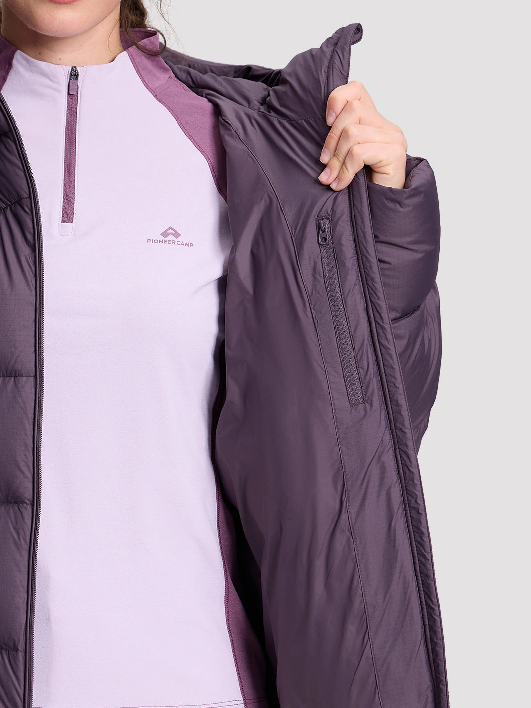 Women's Loose-Fit Cropped Color-Block Puffer Jacket PIONEER CAMP