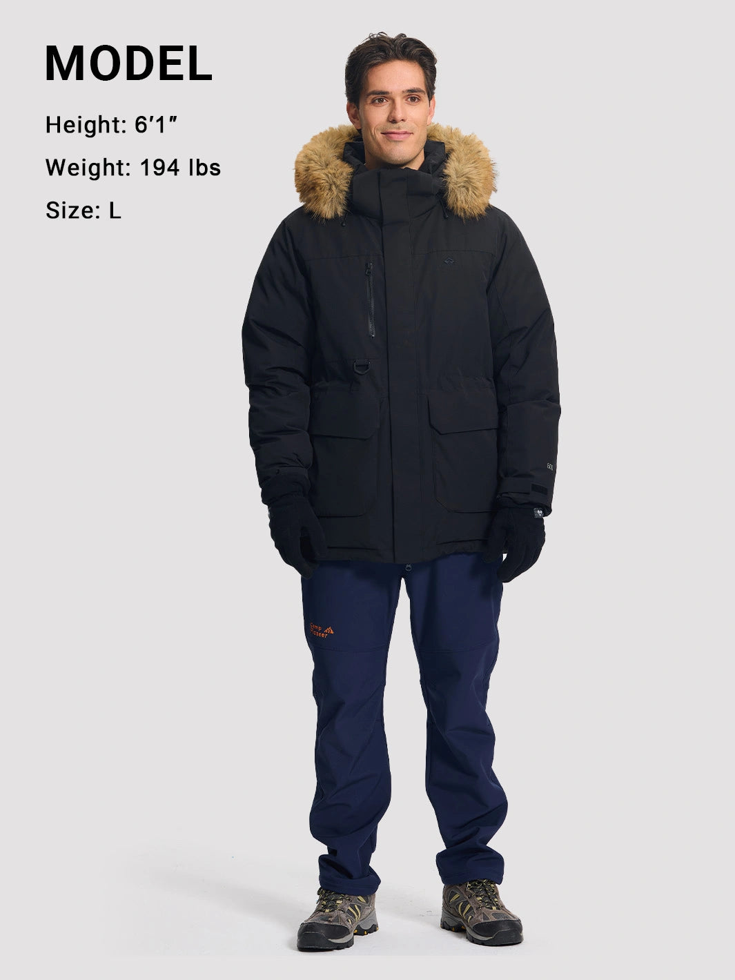 Men's 650FP Removable Hood Down Parka with Backpack Straps