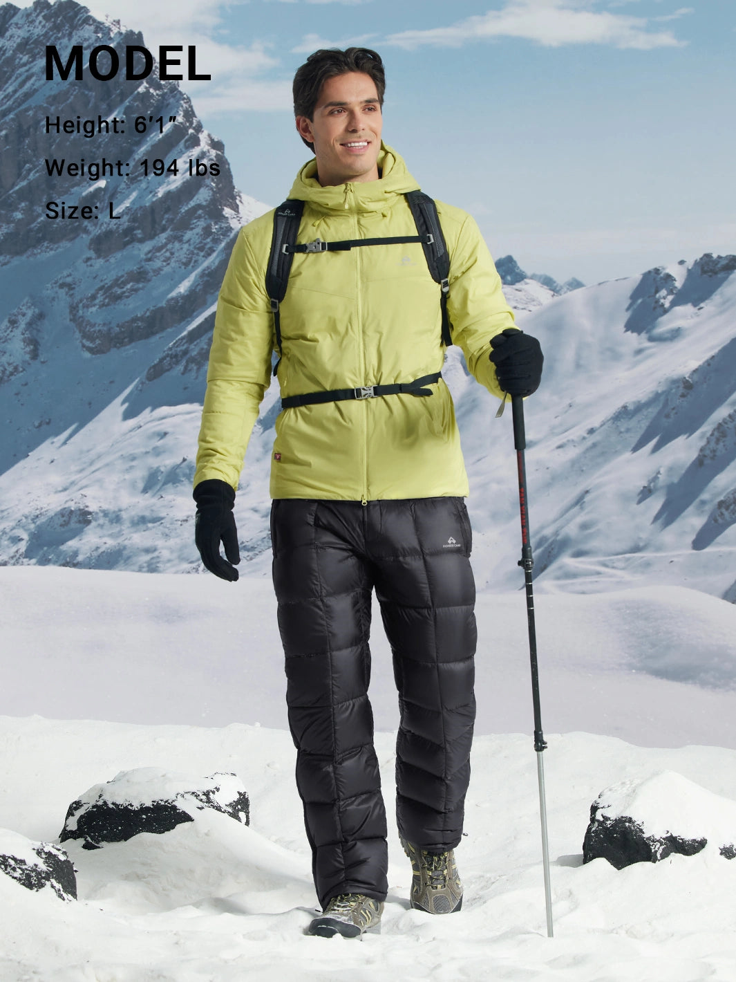 Men's 800-Fill Down Insulated Ski Pants with Graphene