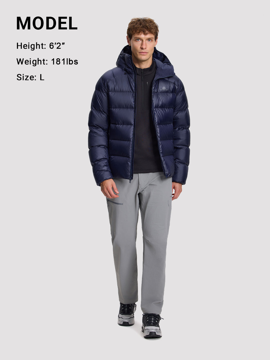 Men's 800-Fill Goose Down Hooded Jacket PIONEER CAMP