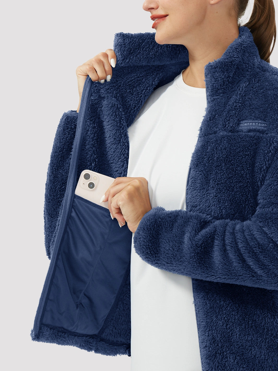 Women's Stand-Collar Coral Fleece Jacket PIONEER CAMP