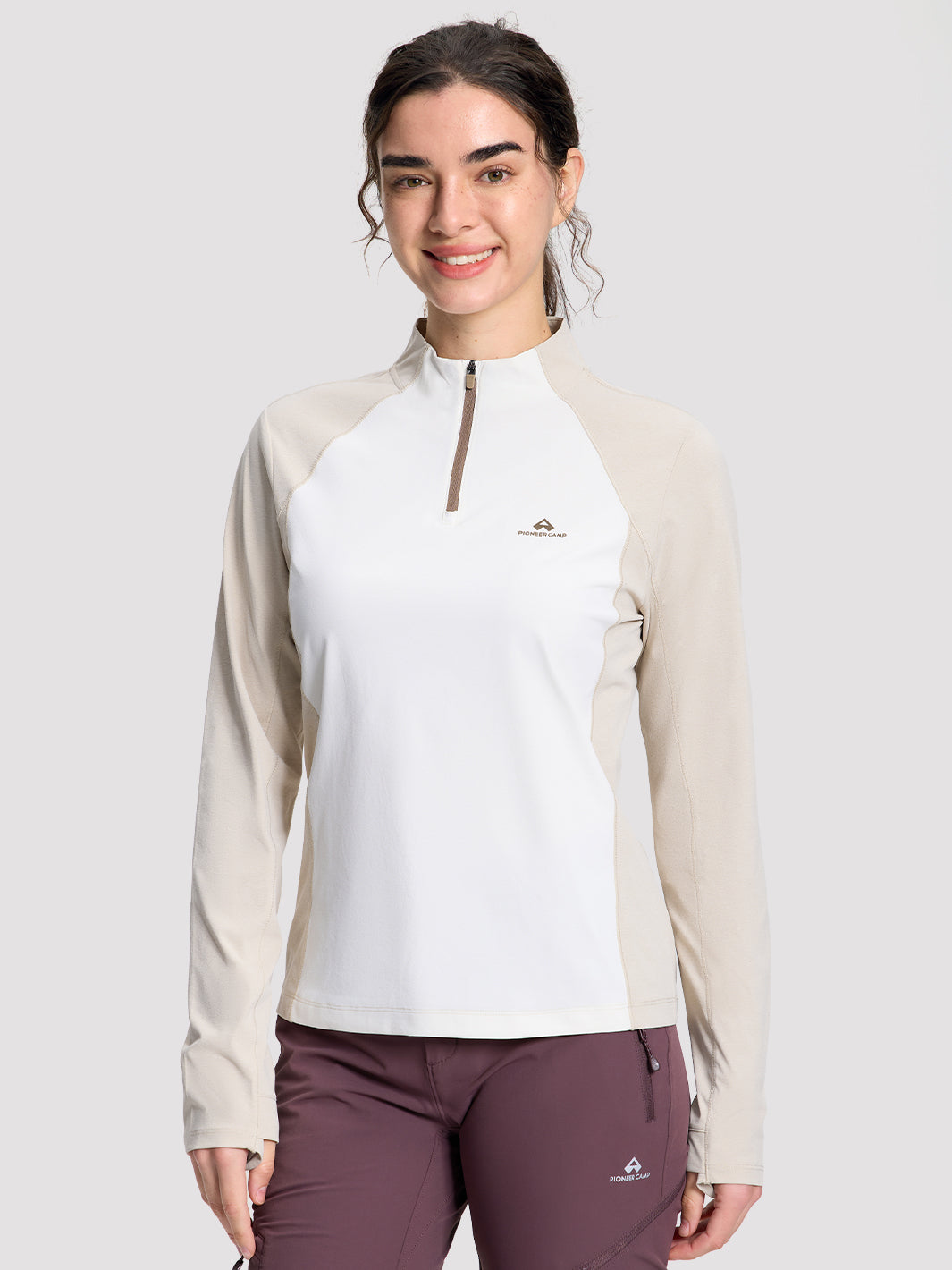 Women's Quick-Dry Colorblock Half-Zip Top PIONEER CAMP