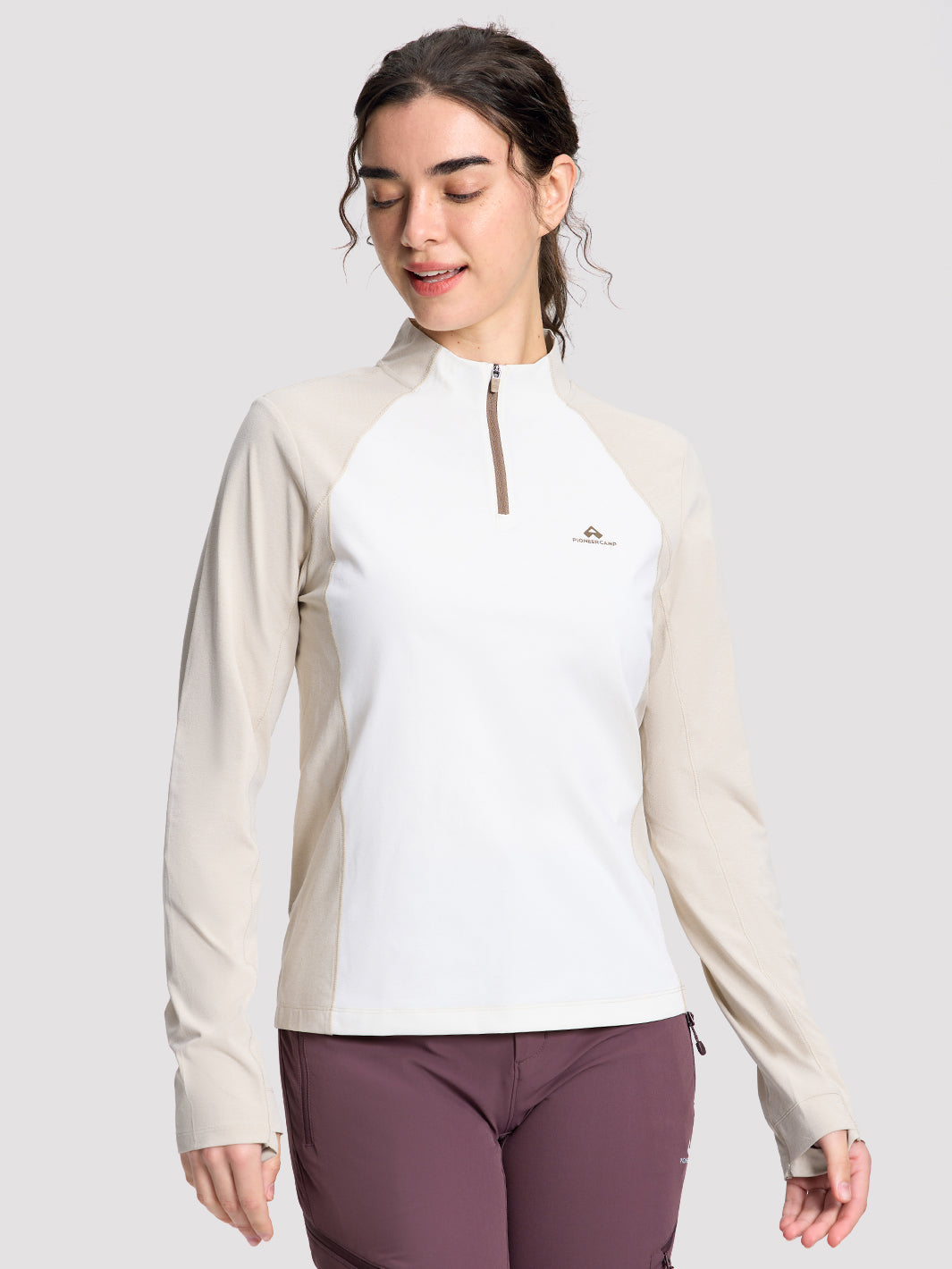 Women's Quick-Dry Colorblock Half-Zip Top PIONEER CAMP