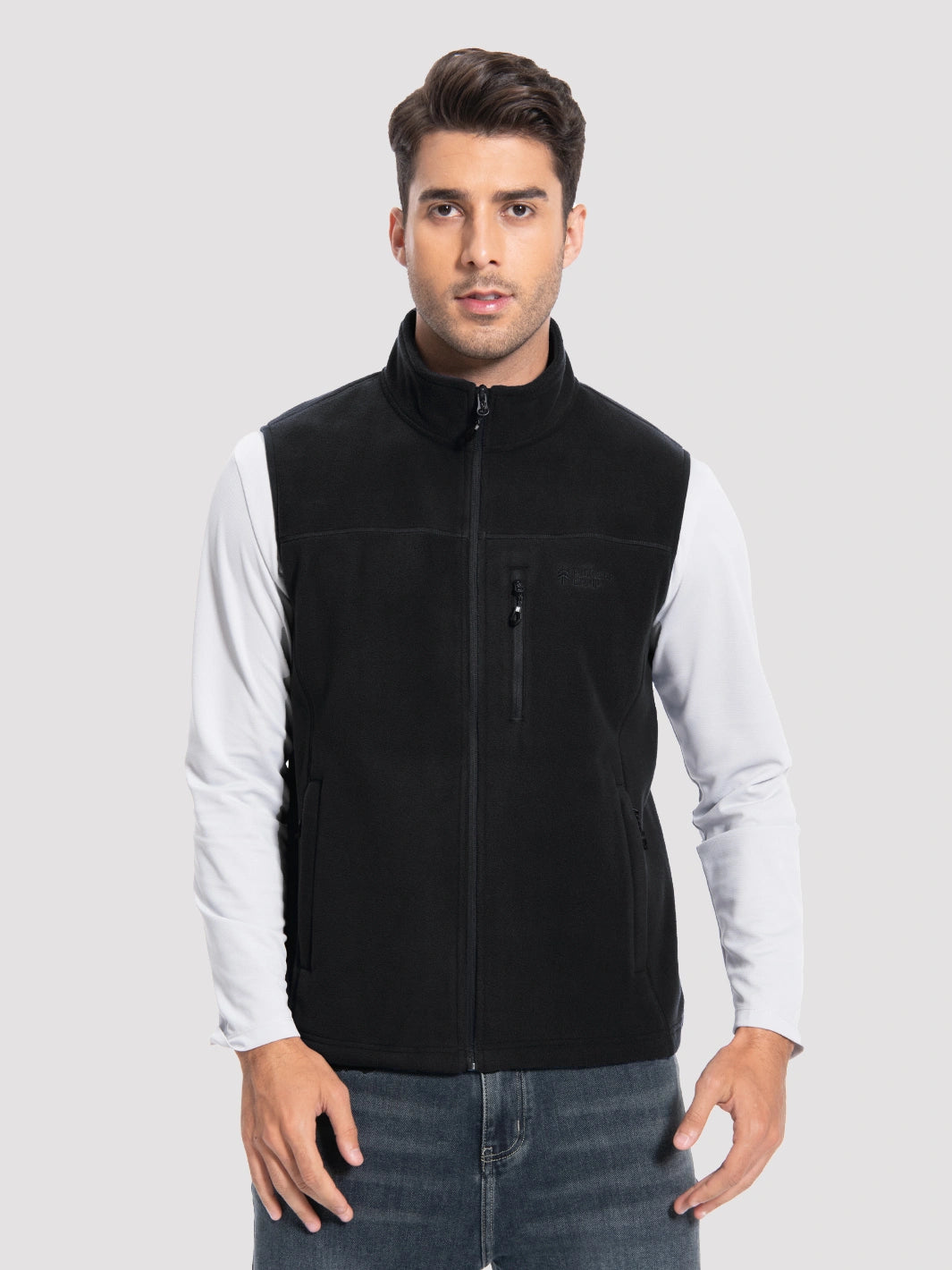 Men's Full-Zip Polar Fleece Vest with 5 Pockets