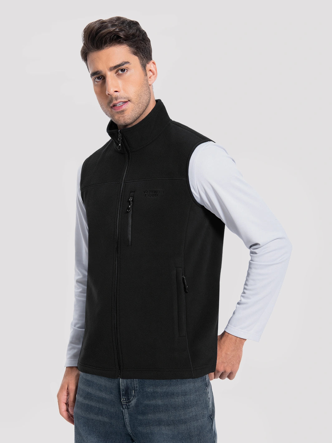 Men's Full-Zip Polar Fleece Vest with 5 Pockets