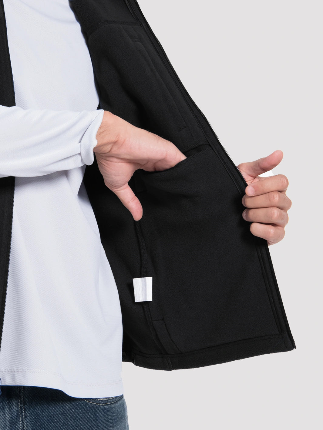 Men's Full-Zip Polar Fleece Vest with 5 Pockets