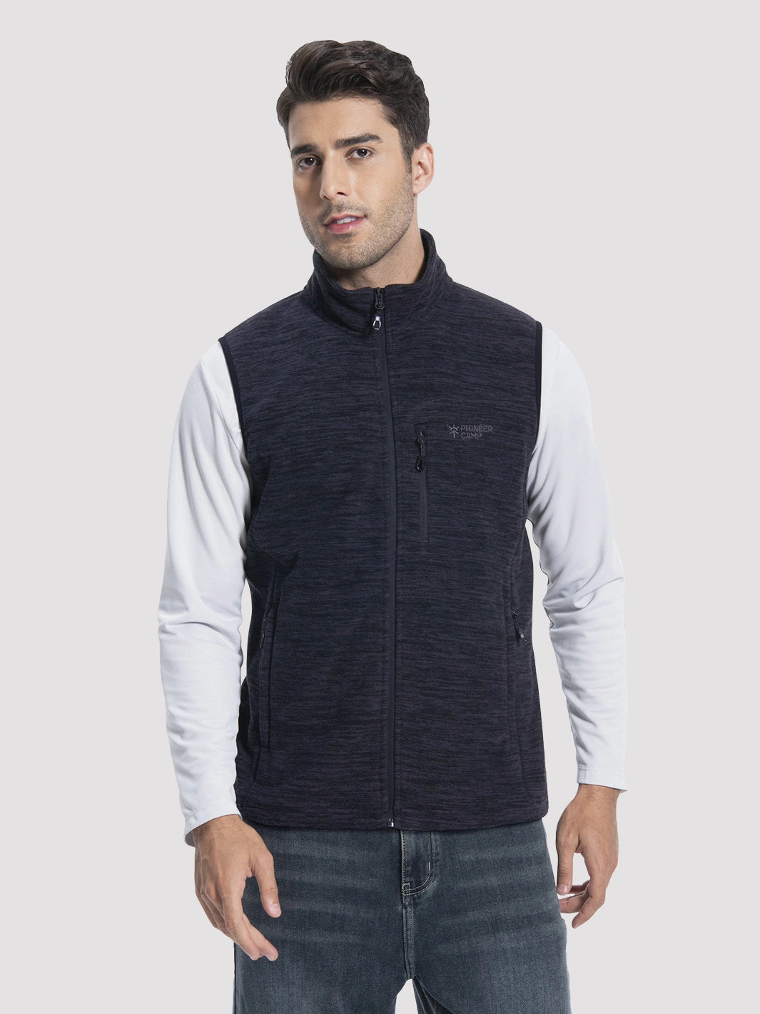 Men's Full-Zip Polar Fleece Vest with 5 Pockets