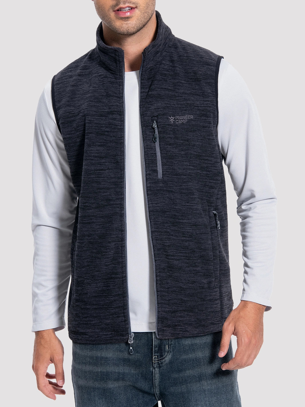 Men's Full-Zip Polar Fleece Vest with 5 Pockets