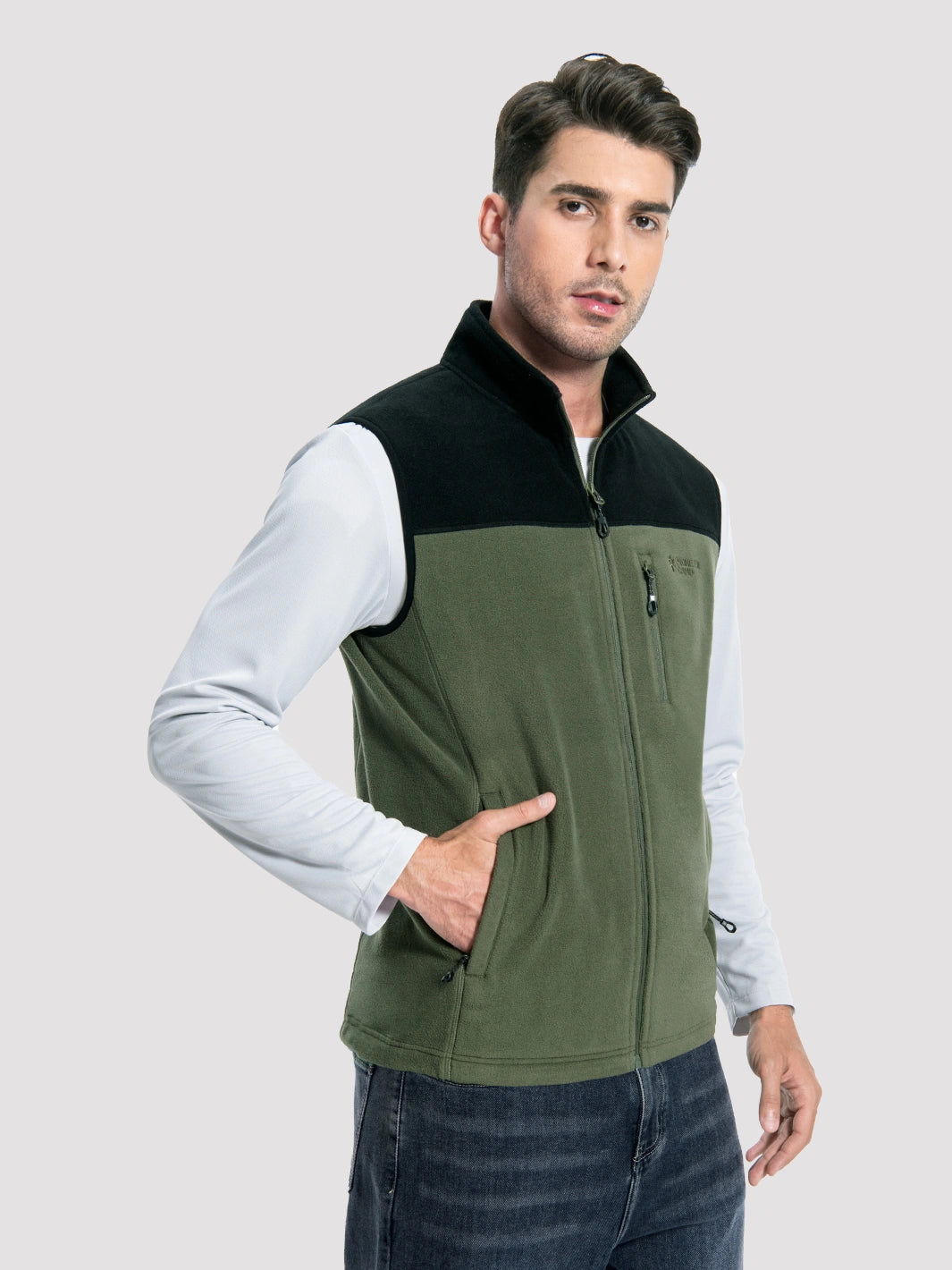Men's Full-Zip Polar Fleece Vest with 5 Pockets