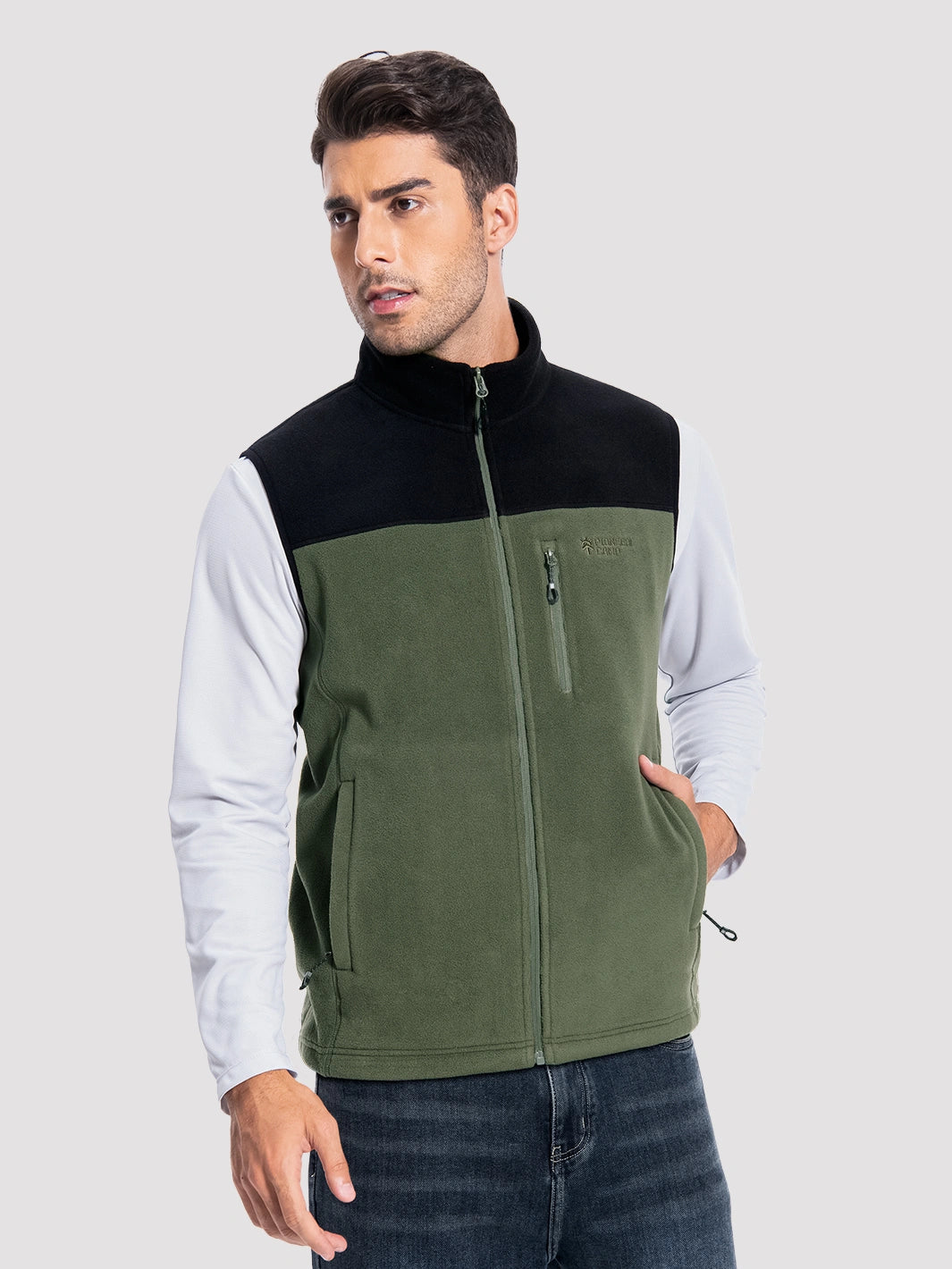 Men's Full-Zip Polar Fleece Vest with 5 Pockets