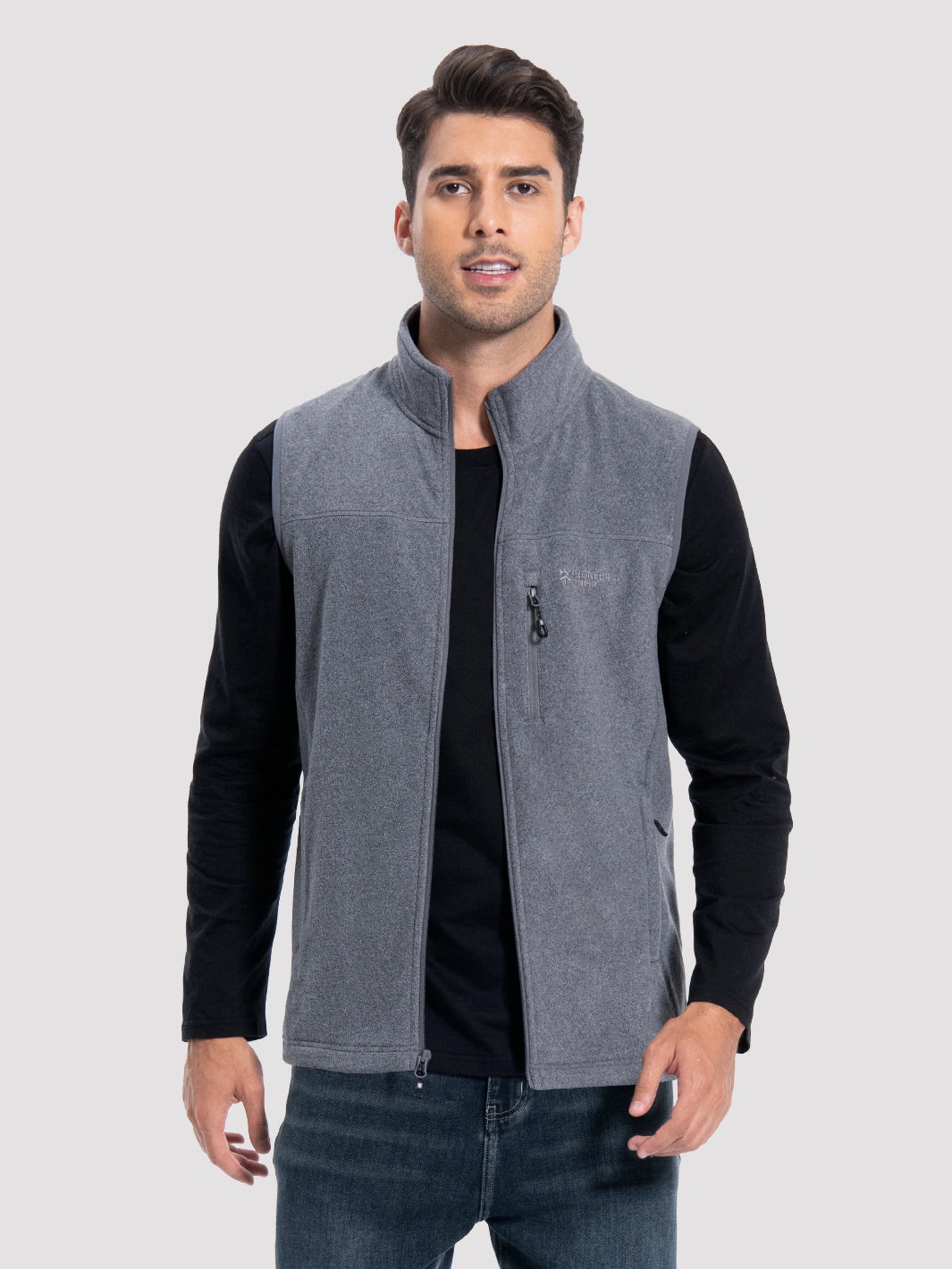 Men's Full-Zip Polar Fleece Vest with 5 Pockets