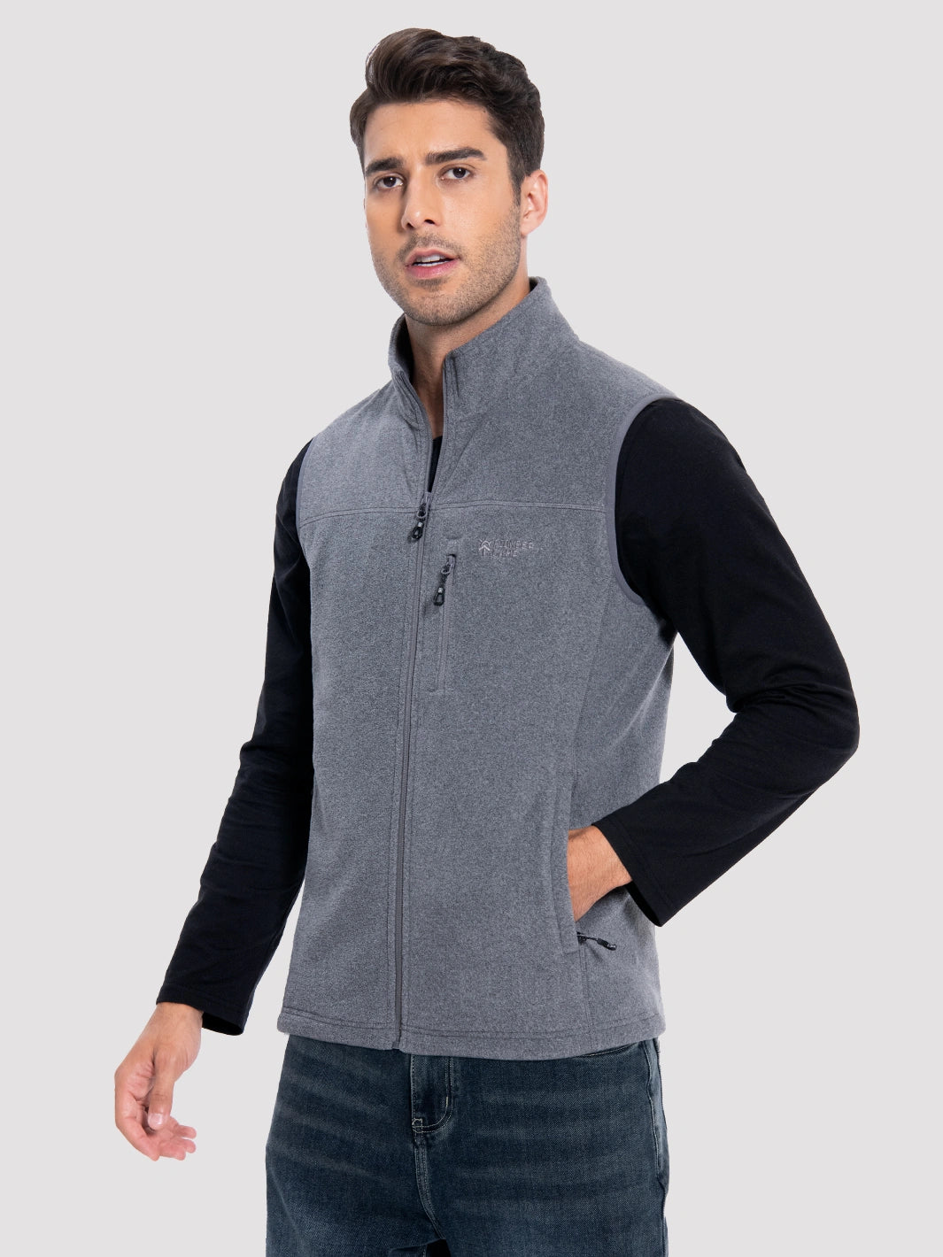 Men's Full-Zip Polar Fleece Vest with 5 Pockets