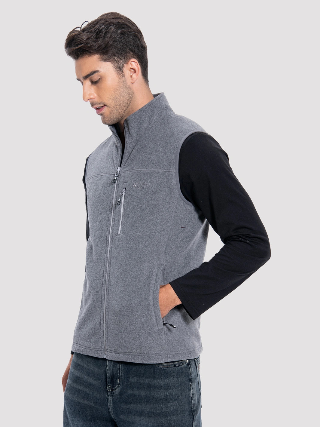 Men's Full-Zip Polar Fleece Vest with 5 Pockets